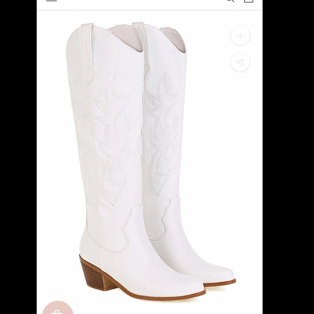 Never worn goodnight macaroon white western knee high boots.